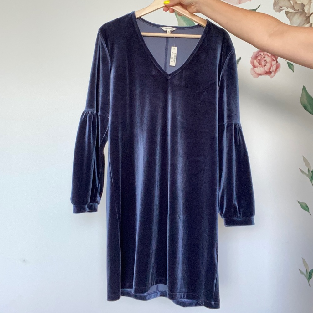 New Madewell Balloon Sleeve Velvet Dress
